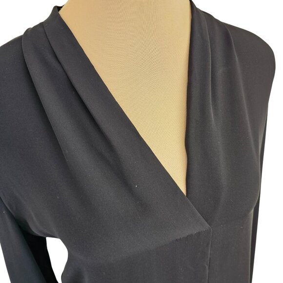 Theory 100% Silk Black Long Sleeve Blouse Sz S - Picture 2 of 9